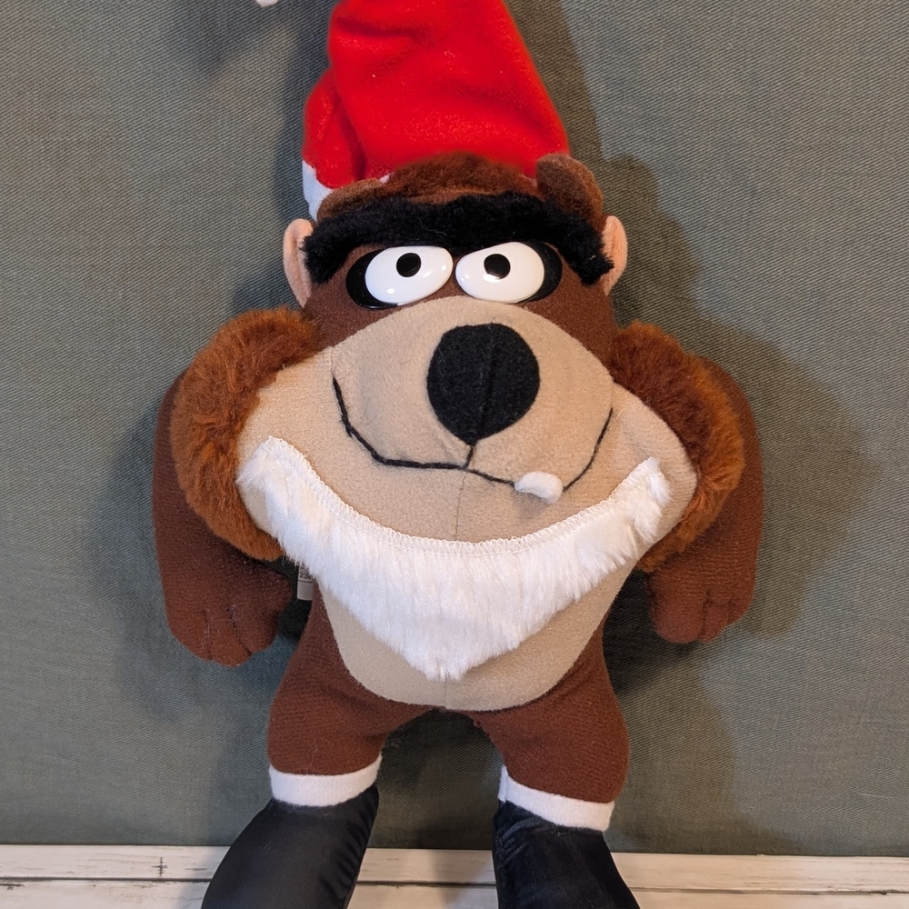 1992 Warner Bros. Looney Tunes Tasmanian Devil Taz Christmas Plush Toy